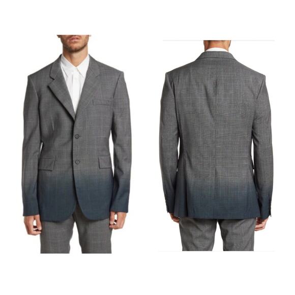 NEW Stella McCartney Bruno Wool Two Button Plaid Blazer Gray Blue Size 50/40R - Picture 1 of 10